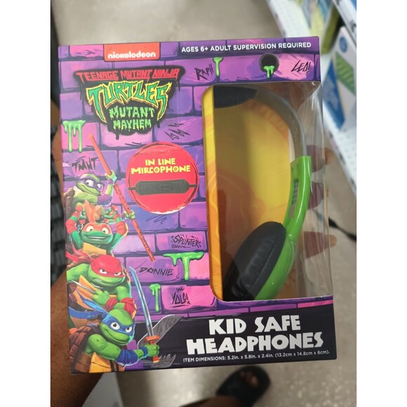 Nickelodeon Teenage Mutant Ninja Turtles Headphones Mic In Line Kids - Picture 1 of 2
